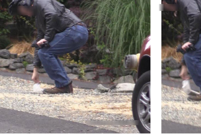 Biker picking up object