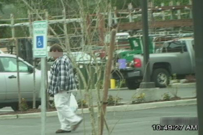 Walking across parking lot